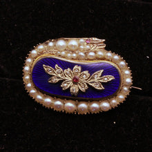 Antique Georgian snake brooch gold pearls diamonds enamel gems ouroboros (7271)