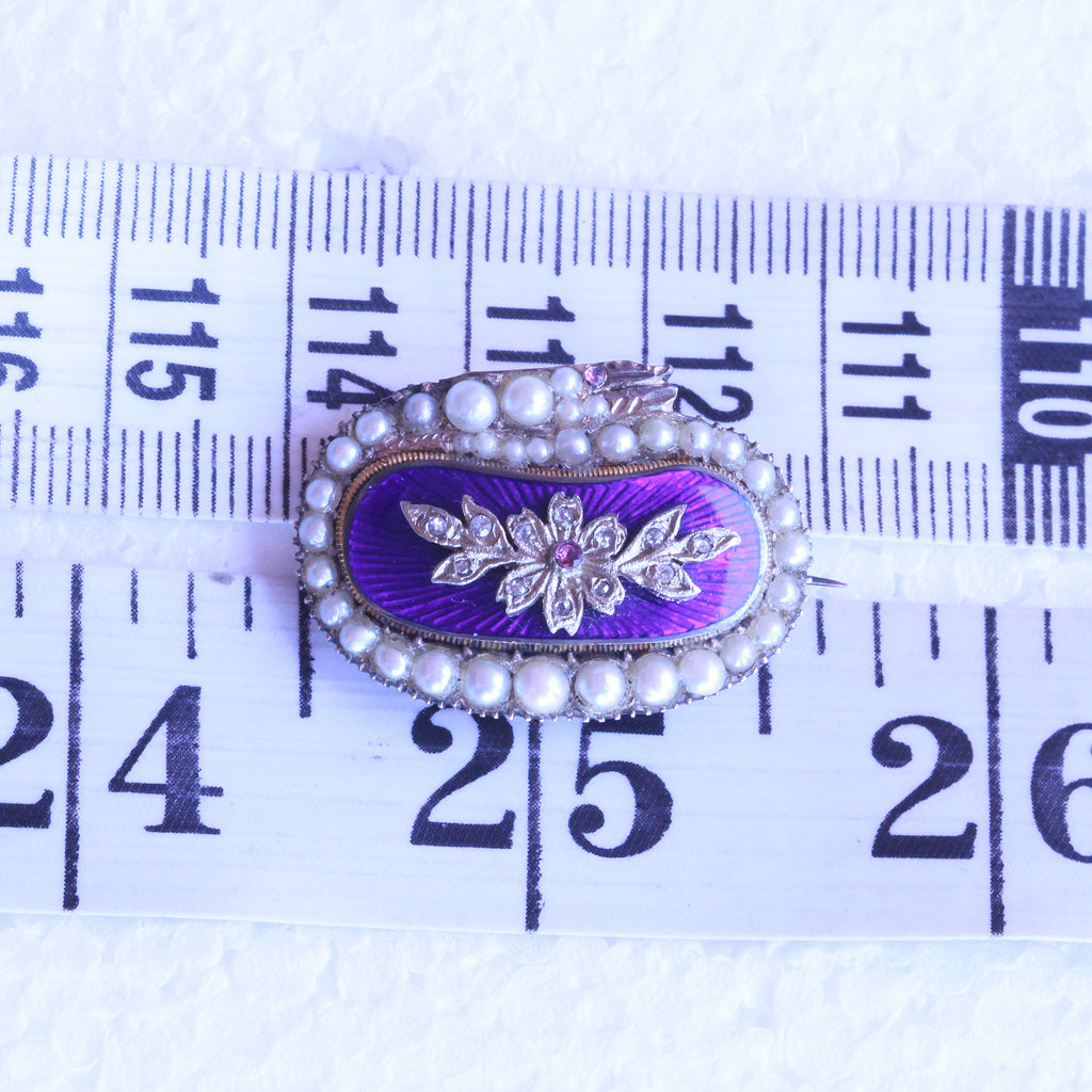 Antique Georgian snake brooch gold pearls diamonds enamel gems ouroboros (7271)