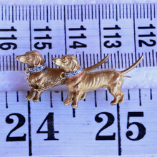 Vintage Brooch pair Dachshund dogs 18k gold diamonds platinum Sausage dog (7281)