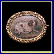 Antique Georgian Micromosaic Brooch Pendant Locket 14k Gold Spaniel Dog (7295)
