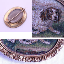 Antique Georgian Micromosaic Brooch Pendant Locket 14k Gold Spaniel Dog (7295)