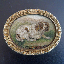 Antique Georgian Micromosaic Brooch Pendant Locket 14k Gold Spaniel Dog (7295)
