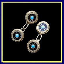 antique cufflinks gold enamel turquoise unisex man or woman