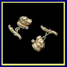 dog cufflinks gold diamonds unisex man woman vintage