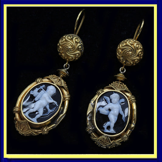 Luigi Rosi earrings carved cameos antique gold