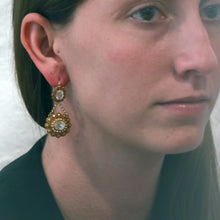 Antique Georgian Earrings Cannetille 15k Gold Pearls Paste Day Night (6286)