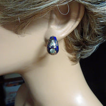 Antique Earrings Diamonds Enamel 14k Gold Victorian Hoop Earrings (6362)