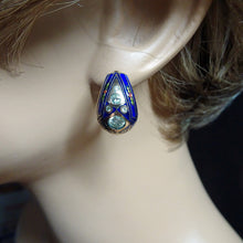 Antique Earrings Diamonds Enamel 14k Gold Victorian Hoop Earrings (6362)