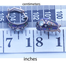 Antique Earrings Diamonds Enamel 14k Gold Victorian Hoop Earrings (6362)