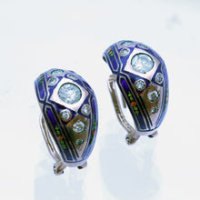 Antique Earrings Diamonds Enamel 14k Gold Victorian Hoop Earrings (6362)