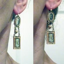 Antique Georgian Earrings Gold Portraits Man Woman French 18-19C (6391)