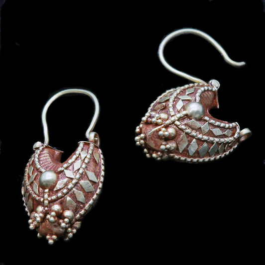 antique Indian earrings gold granulation 