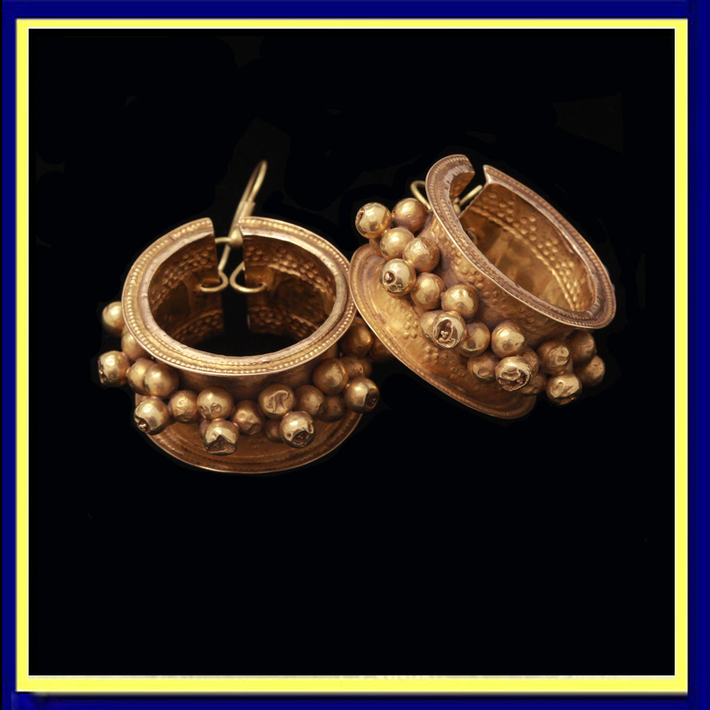 antique vintage earrings gold huge hoops gold baubles Indian
