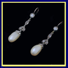 antique natural pearl earrings diamonds silver gold GIA certificate
