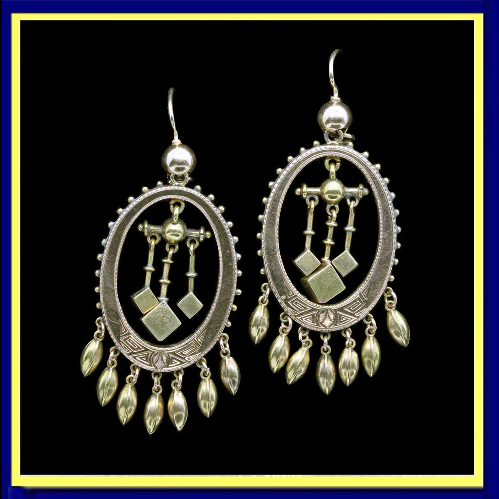 antique Victorian earrings ear pendants gold dangling Revival
