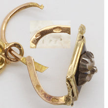 Antique Georgian Day Night Earrings 18k Gold Pearls Diamond Enamel Mourning(6089)