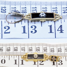 Antique Georgian Day Night Earrings 18k Gold Pearls Diamond Enamel Mourning(6089)