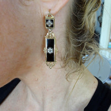 Antique Georgian Day Night Earrings 18k Gold Pearls Diamond Enamel Mourning(6089)