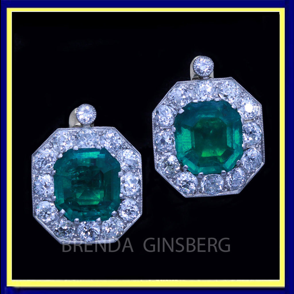 antique earrings ear clips gold platinum emeralds diamonds