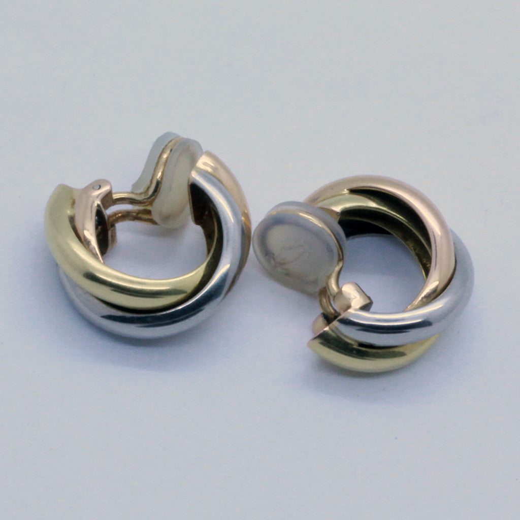 Vintage Cartier Trinity Earrings Ear Hoops 18k Gold French Original Box (7104)