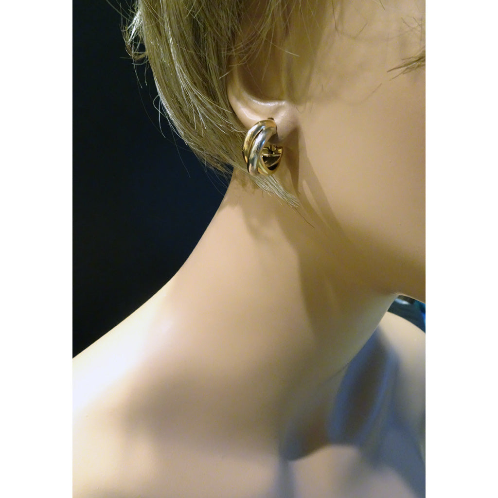 Vintage Cartier Trinity Earrings Ear Hoops 18k Gold French Original Box (7104)