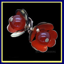 CARTIER Vintage Earrings Ear Clips Gold Carnelian Heart Flowers Modernist (7118)