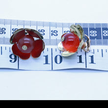CARTIER Vintage Earrings Ear Clips Gold Carnelian Heart Flowers Modernist (7118)