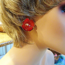 CARTIER Vintage Earrings Ear Clips Gold Carnelian Heart Flowers Modernist (7118)