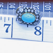 Antique Late Victorian Earrings Ear Clips Turquoise Diamonds 18k Gold (7169)