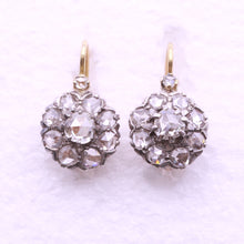 Antique Victorian Diamond Earrings 18k Yellow Gold, Silver, French (7174)