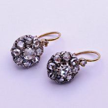 Antique Victorian Diamond Earrings 18k Yellow Gold, Silver, French (7174)