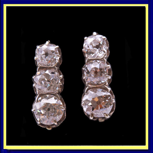 Antique Vintage Earrings 18k gold and diamonds circa 1930 Hungary (7196)