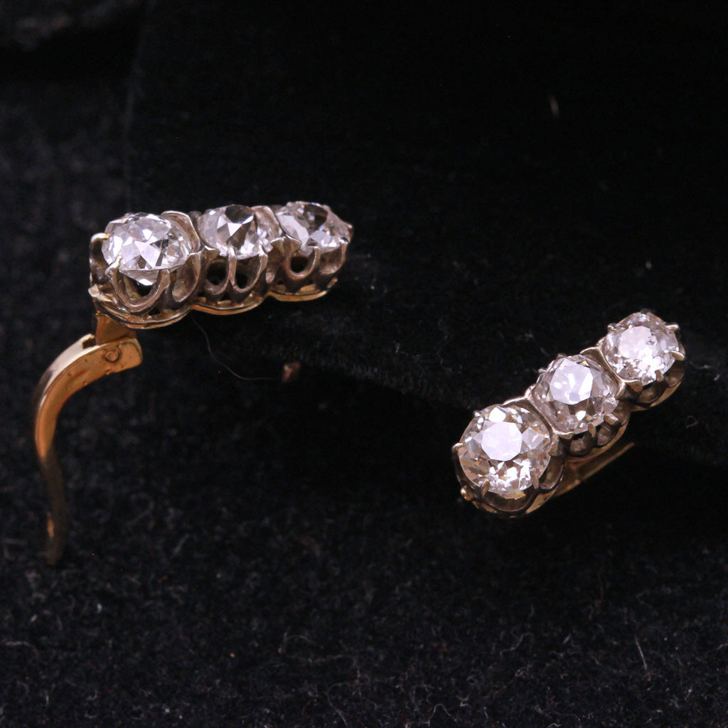 Antique Vintage Earrings 18k gold and diamonds circa 1930 Hungary (7196)