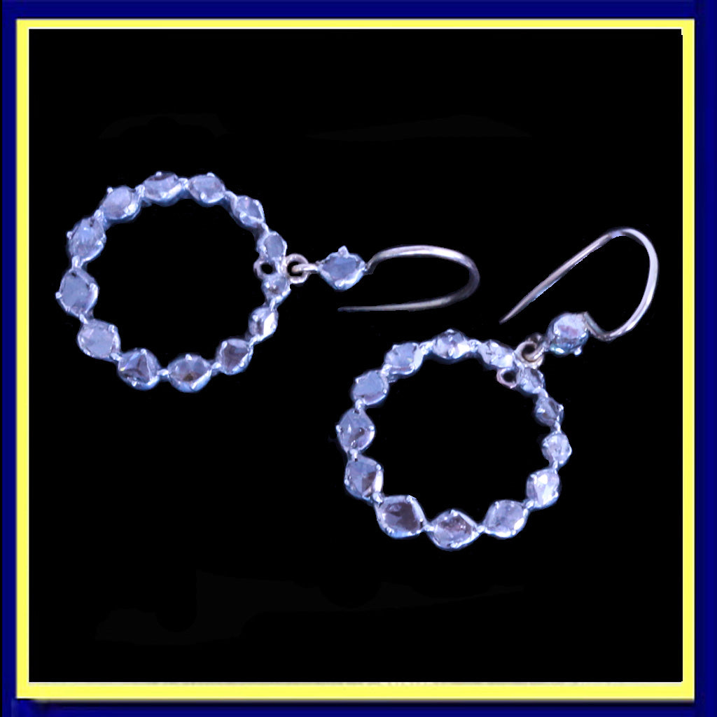 antique Georgian earrings ear hoops diamonds gold silver 