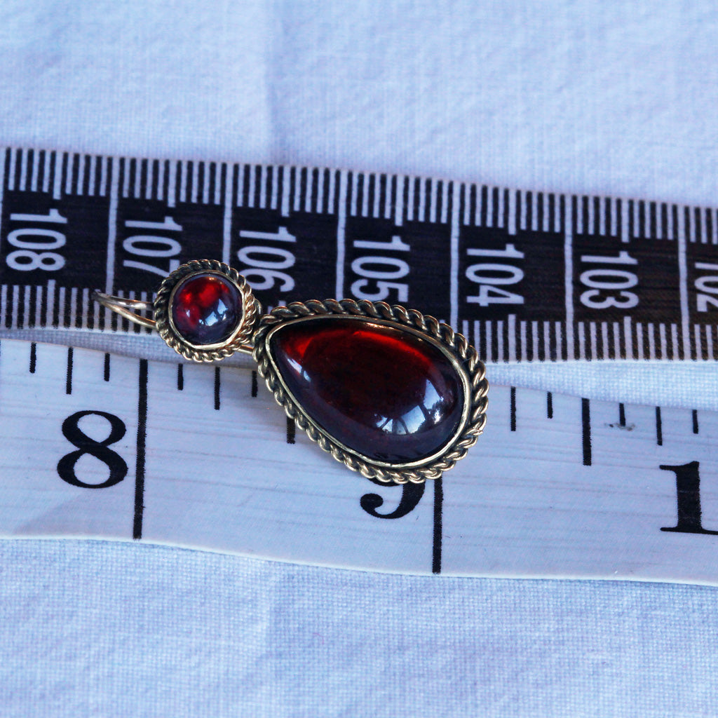 Antique Victorian Earrings articulated ear pendants Gold Garnets English (7221)