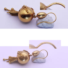 Antique Earrings Gold pearls Filigree Granulation Etruscan Classic Revival (7226)