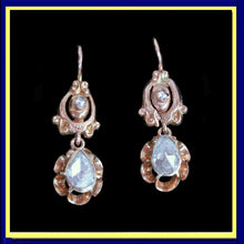 antique Victorian earrings gold diamonds French sleepers dormeuse