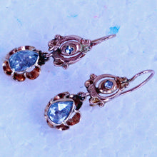 Antique Victorian Earrings 18k Gold Diamonds French Sleepers Dormeuse (7233)