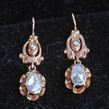 Antique Victorian Earrings 18k Gold Diamonds French Sleepers Dormeuse (7233)