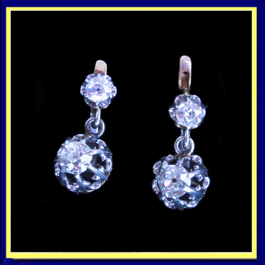 antique earrings gold diamonds French dormeuse sleepers 