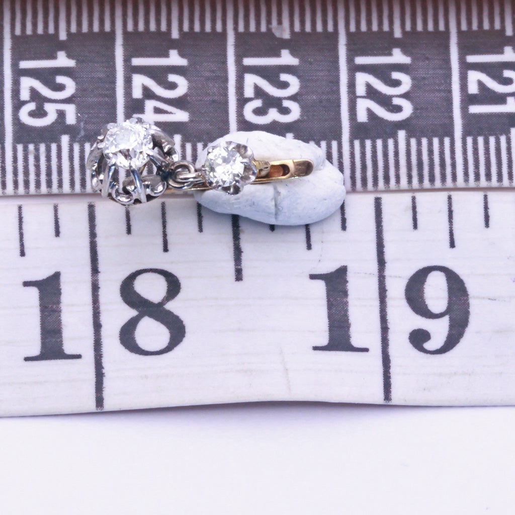 Antique Earrings 18k gold diamonds French dormeuse sleepers versatile (7237)