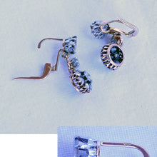 Antique Earrings 18k gold diamonds French dormeuse sleepers floral drops (7238)