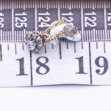 Antique Earrings 18k gold diamonds French dormeuse sleepers floral drops (7238)