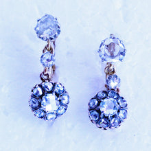 Antique Earrings 18k gold diamonds French dormeuse sleepers floral drops (7238)