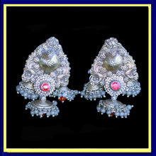 antique vintage earrings gold glass India parrots lion masks jumkha