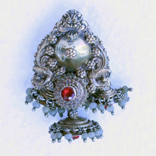 Antique Vintage earrings gold glass South India parrots lion masks jumkha (7244)