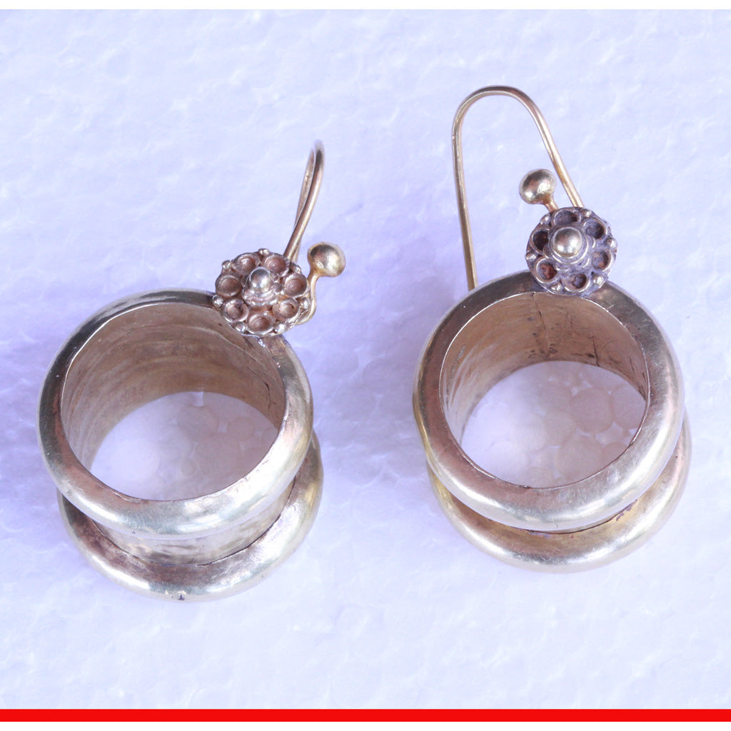 Antique Vintage Earrings 18k Gold Reels Can wear as Rings Indian Unisex (7247)