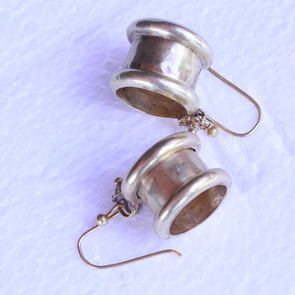 Antique Vintage Earrings 18k Gold Reels Can wear as Rings Indian Unisex (7247)
