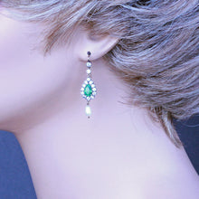 Antique vintage earrings emeralds diamonds pearls gold Ear Pendants (7255)