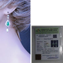 Antique vintage earrings emeralds diamonds pearls gold Ear Pendants (7255)